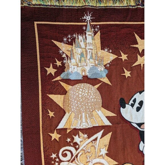 Mickey Mouse Walt Disney World Magic Kingdom Epcot Woven Throw Blanket Tapestry - Picture 5 of 6